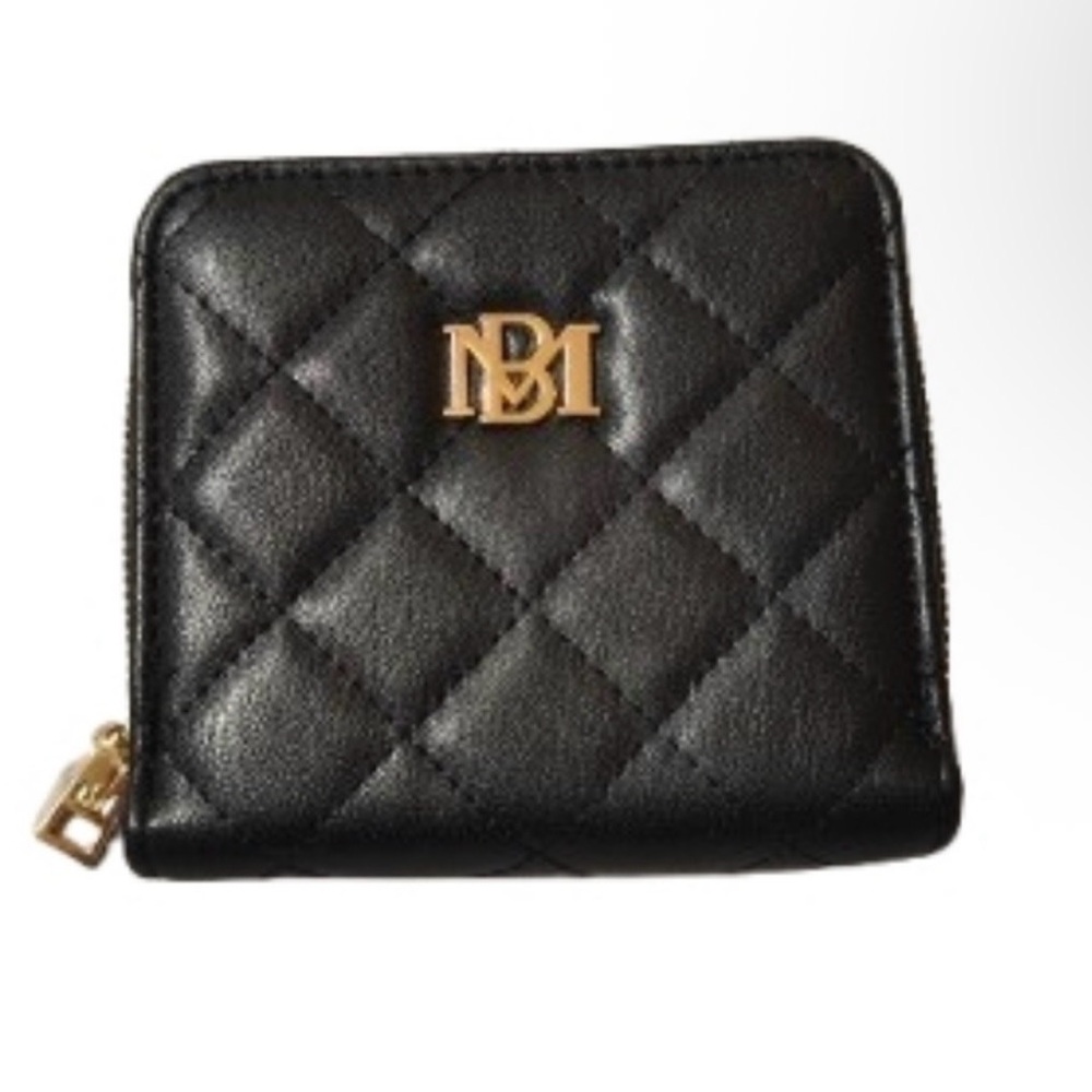 Badgley Mischka Black Quilted Wallet with Gold Accent NWOT